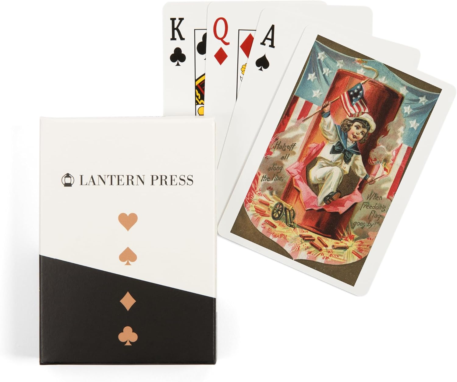 Lantern Press Fourth of July Greeting, When Freedom Flag Goes by, Vintage Holiday Art, 52 Playing Cards for Adults, Poker Size Card Deck