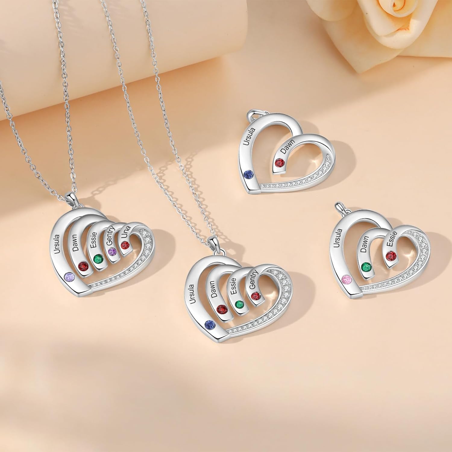 Personalized Necklace for Women Custom Name Necklace with Birthstone Gifts for Mom Grandma Wife Girlfriend