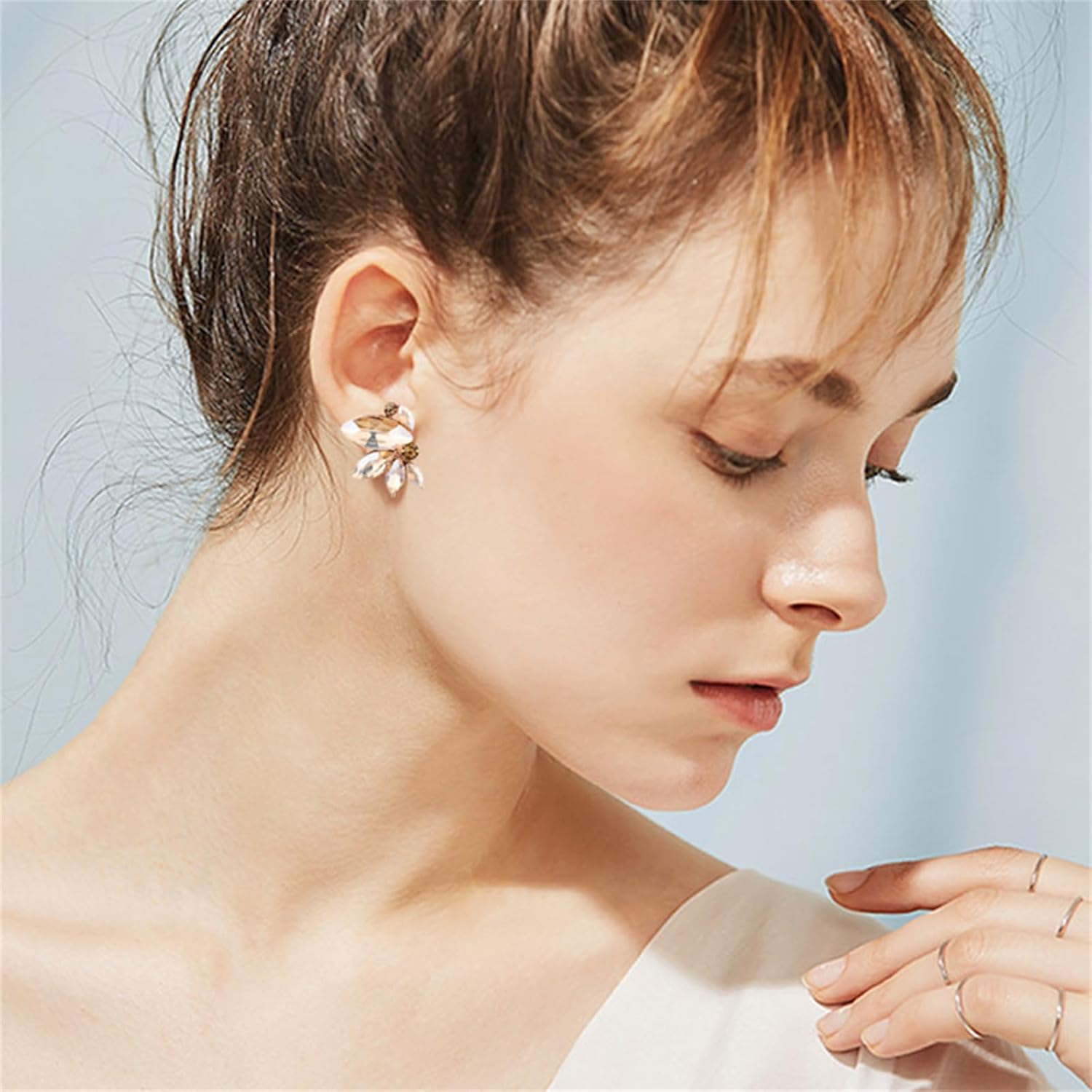 MALOYANVE Rhinestone Stud Earrings for Women Dainty Small Crystal Cluster Earrings Sparkly Rhinestone Stud Earrings Marquise Crystal Cluster Earrings Bridesmaid Wedding Party Jewelry - Image 2