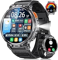 Vista 10 de Relojes inteligentes de pantalla grande de 1.85 pulgadas para hombre, compatibles con iOS Android, linterna LED, batería grande de 730 mAh