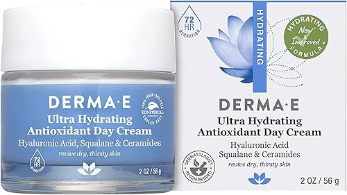 DERMA E - Crema antioxidante de día ultra hidratante hidratante facial avanzado con escualano antienvejecimiento ácido hialurónico y ceramidas para