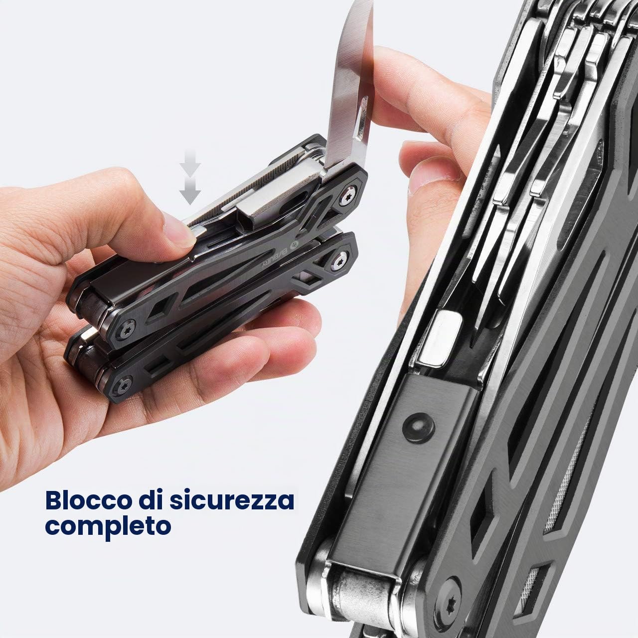 Pinza Multiuso BIBURY in Acciaio Inossidabile con Coltello, Apribottiglie, Cacciavite, Attrezzi EDC per Campeggio e Riparazioni