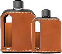Vista 11 de Ragproper Moderno frasco de cristal de la cadera – Termo cubierto de cuero duradero para whisky, licores y otros licores – Frasco de vidrio ideal