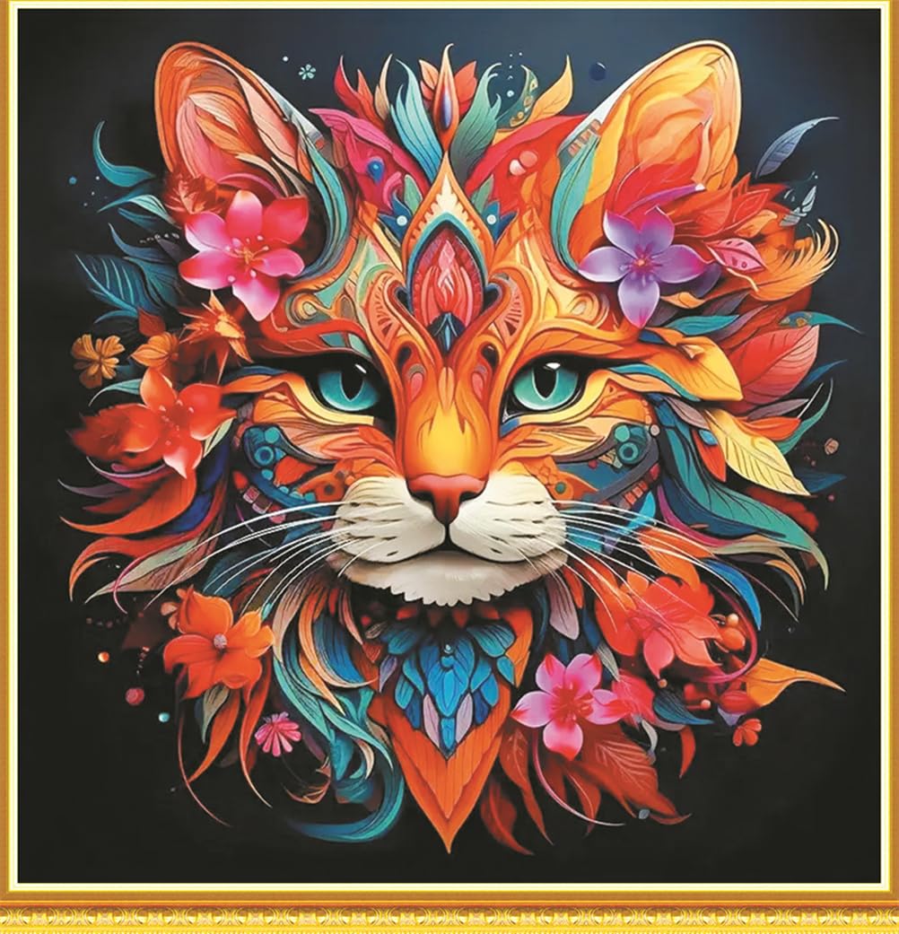 Meecaa Cross Stitch Kits 11 Count Stamped, Tiger Color Animal Embroidery Kit with Accessories Pre Printed (36CMx36CM) (Tiger)