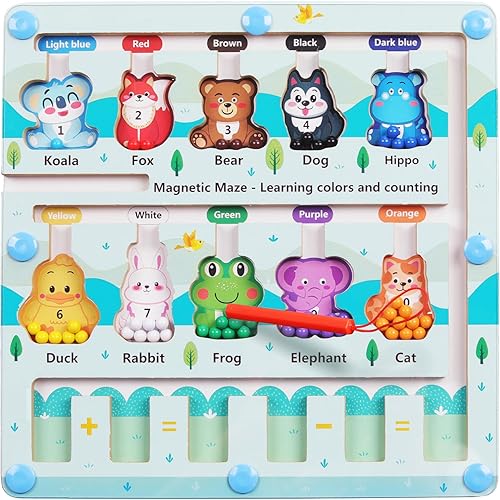 QZMTOY Laberinto magnético de números de color, juguetes Montessori para habilidades motoras finas para niños y niñas de 3, 4 y 5 años, actividades