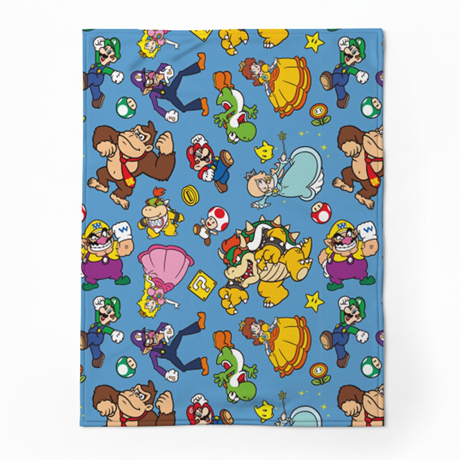 SAHINLER créateur d'univers Mario - Plaid Nintendo Mario et Ses Amis- 120x150 cm - 100% Polyester - Bleu