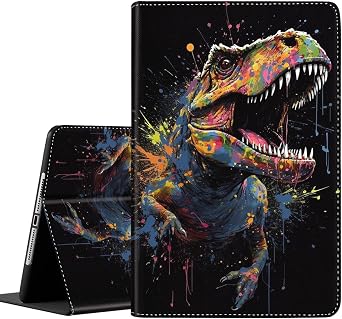 Case for iPad 10.2 Case 2021 iPad 9th Gen / 2020 iPad 8th Gen / 2019 iPad 7th Gen, Durable Shockproof Protective Cover for 10.2",Watercolor Dinosaur
