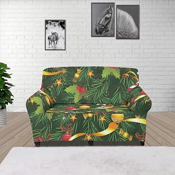 Belidome Ugly Christmas Sofa Cover Green Xmas Trees Print Decoration Home Livingroom Dining Room Couch Covers Stretch Soft Non Slip