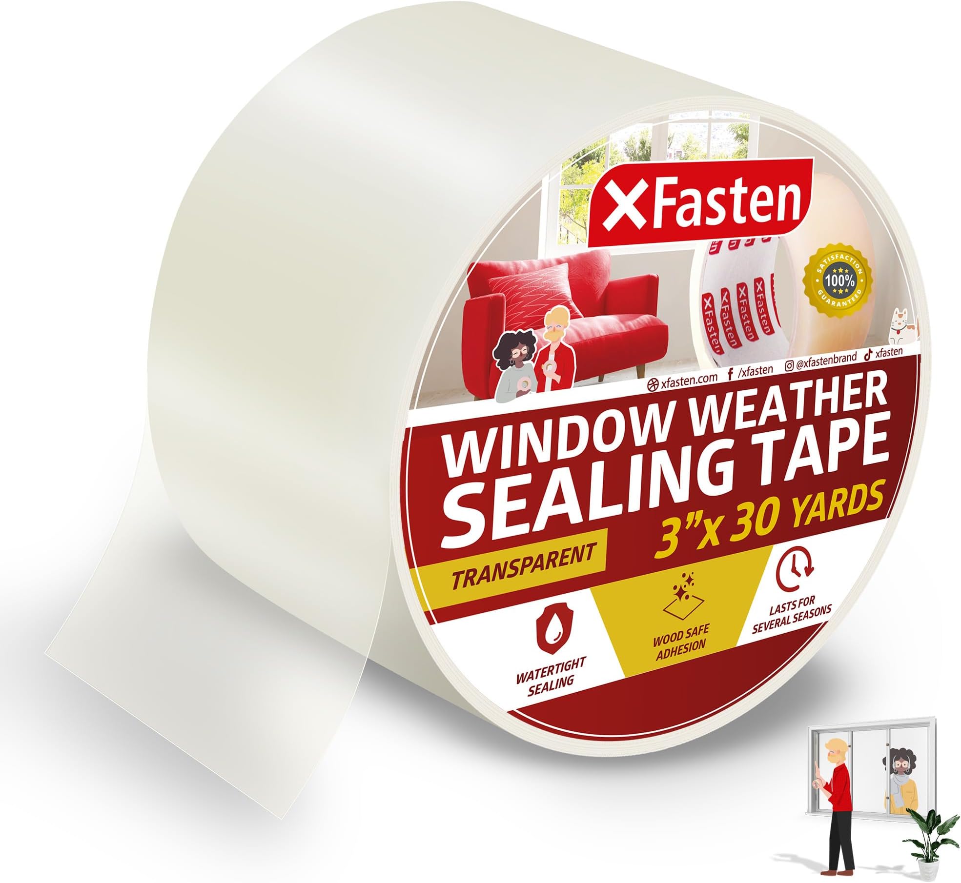 XFasten Clear Weather Seal Tape 3" x 10ft Single Roll