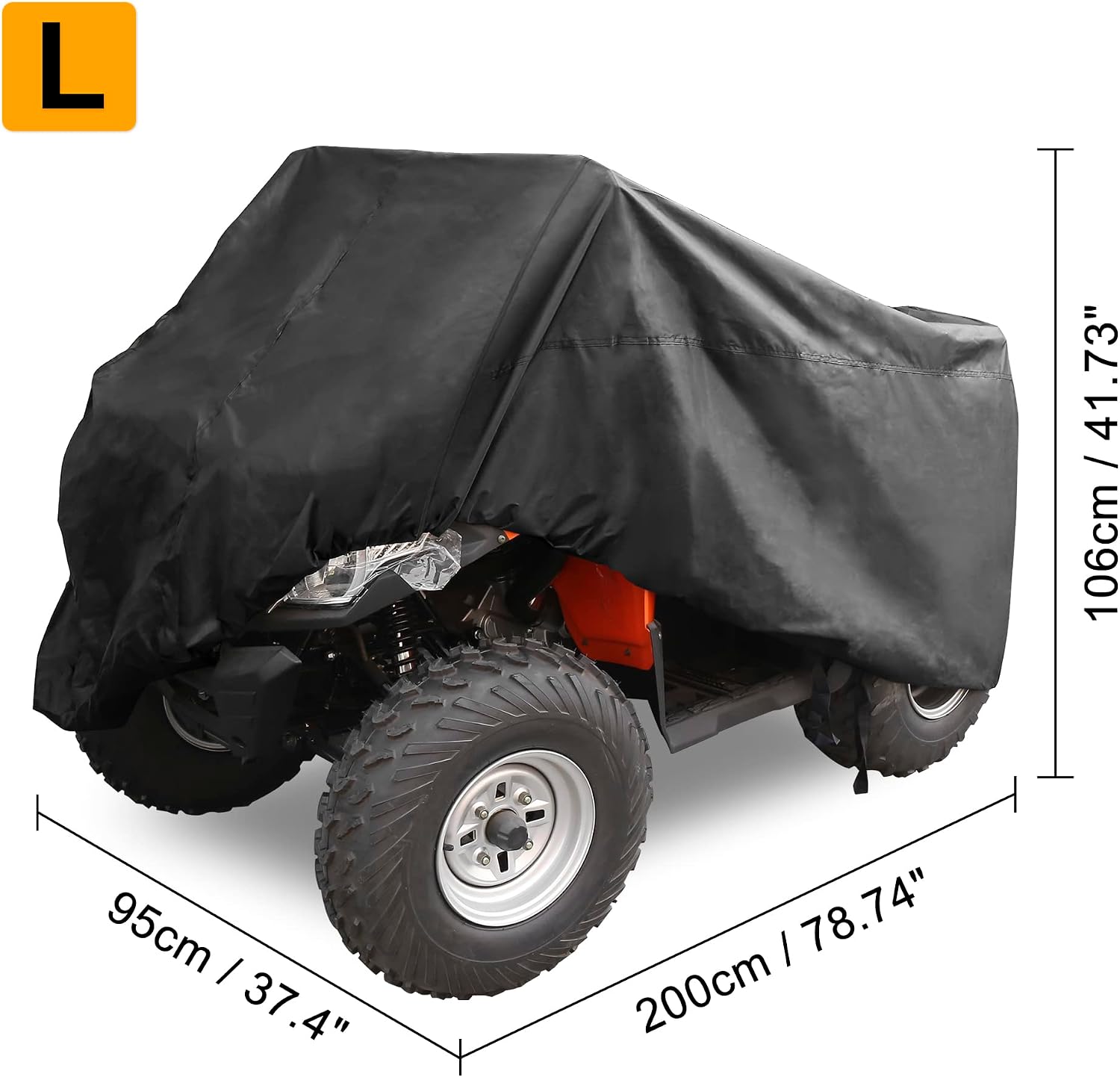 X AUTOHAUX L Size Quad ATV Cover Storage Waterproof Rain Dust Protection Universal for Polaris Sportsman Outlaw 90 110 Trail Blazer 250 for Honda TRX250X (78.7 x 37.4 x 41.7 Inch) Black