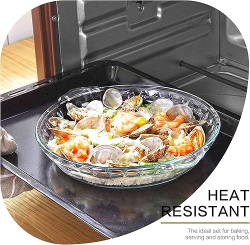 Miniatura 6 de MCIRCO - Paquete de 3 platos de vidrio para tartas, moldes de vidrio de 9 pulgadas, platos para hornear pasteles de vidrio fáciles de agarrar con