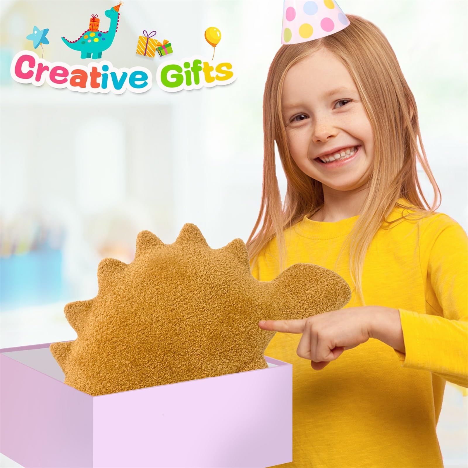Andywoo Almohada de Peluche de Pollo de Dinosaurio para Regalos Divertidos de cumpleaños, Lindo Juguete Divertido de Animales de Peluche para niños y niñas, Regalos de Dinosaurio para niños