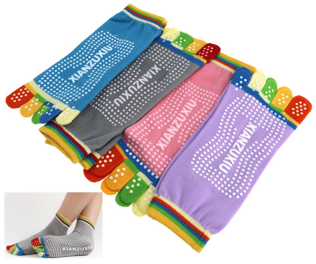 Meias Antiderrapantes Para Yoga - 30 Pares Multicoloridos