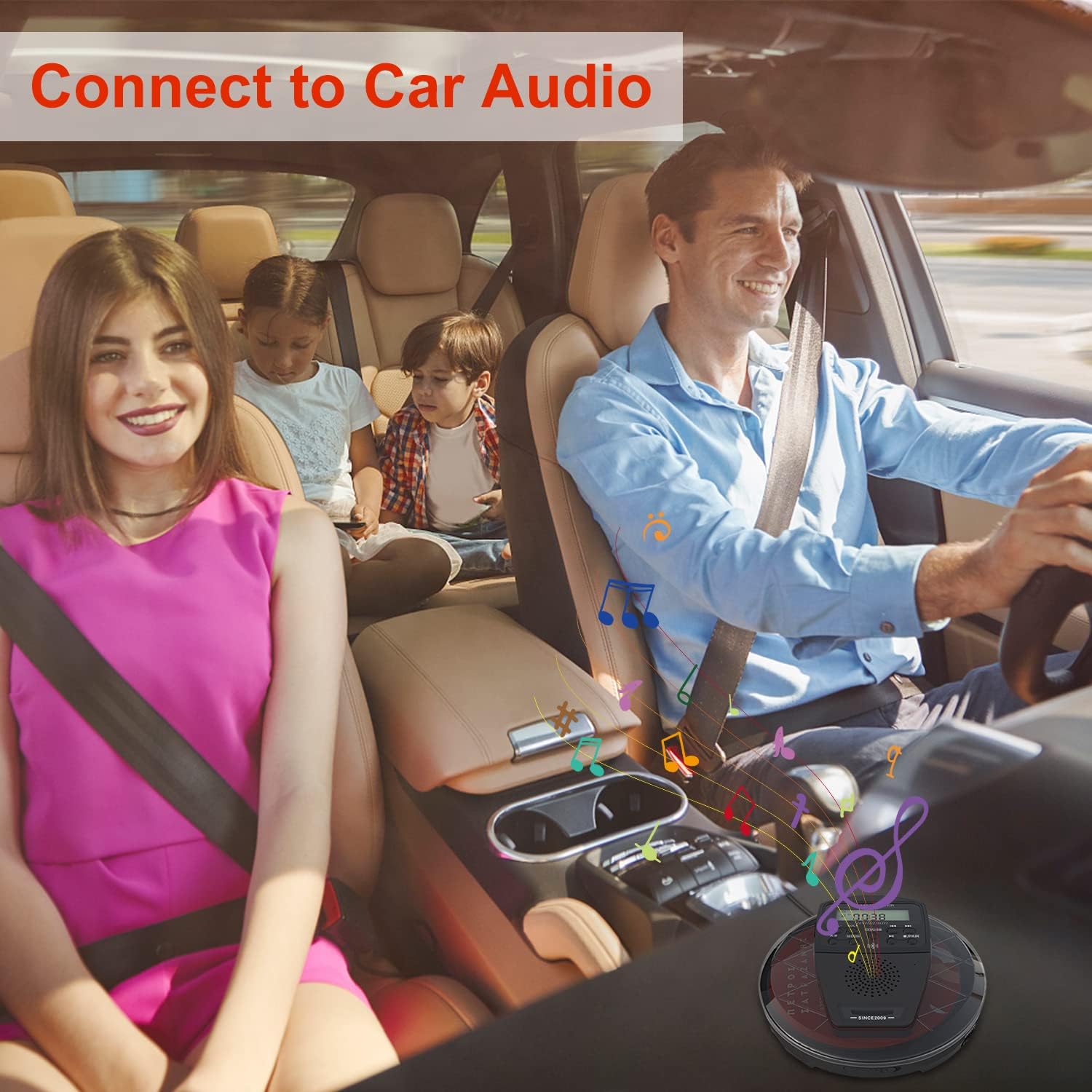 Rechargeable CD Player Portable with Bluetooth,Compact Anti-Skip Shockproof Walkman CD Player with Earphone, Stereo Speakers&LCD Display for Car/Home/Travel (AUX Output)