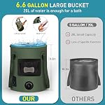 Portable Camping Shower, Pop Up Shower Privacy Tent Kit with LED Lights, Rechargeable Shower Pump with 6.6 Gallons Foldable Bucket Camp Bathroom for Adults Outdoor Hiking (Shower Tent Kit)