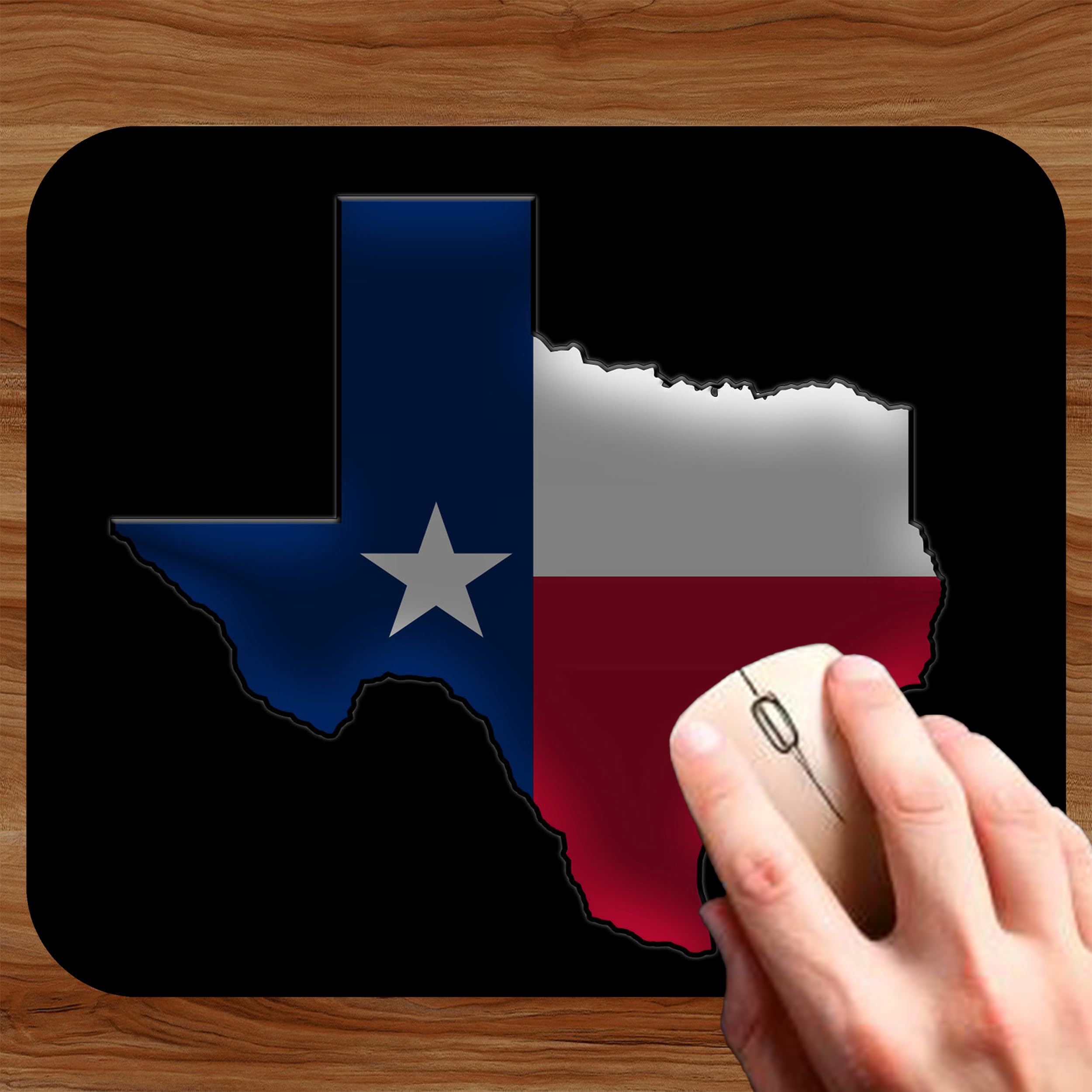 Flaga stanu Teksas Podkładka pod mysz Podkładka pod mysz na biurko Komputer Laptop PC Gaming Dom lub Biuro Prezent dla Texan TX (Czarny MP57)