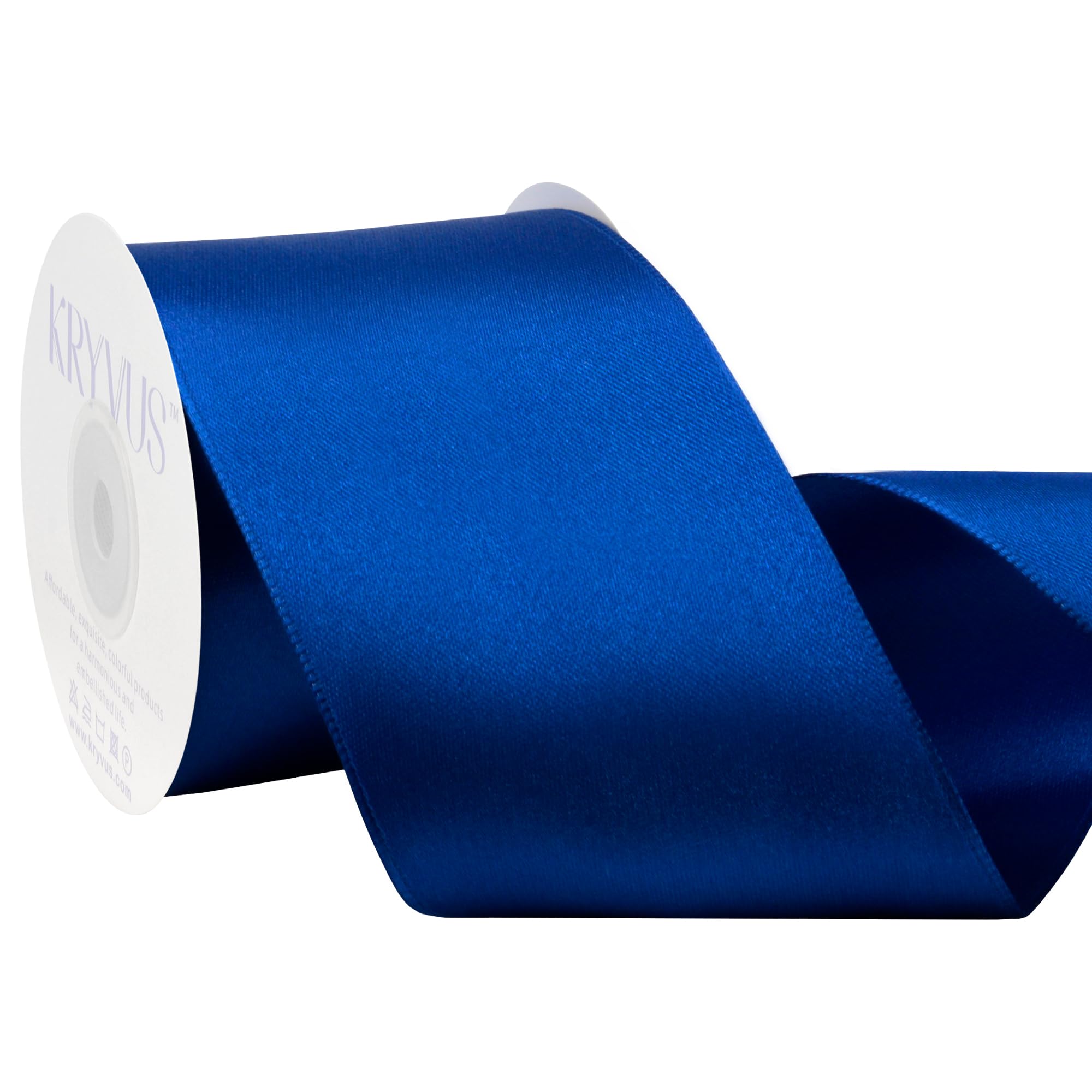 Kryvus Royal Blue Wired Ribbon, Satin Ribbon 63mm X Continuous 9M Luxury Double Faced Satin Wire Edge Ribbons for Gift Wrapping, Wreaths, Flower Bouquet, Wedding Decorations, Home Decor