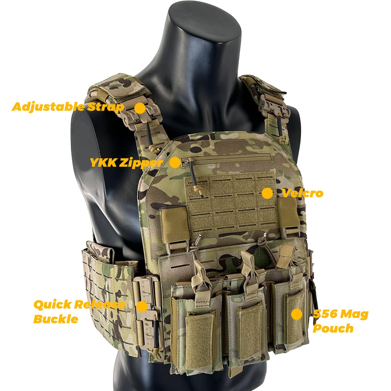 Porte-plaque tactique Airsoft, gilet de protection léger pour porte-plaque tactique en nylon 500D, système de dégagement rapide, porte-plaque compatible MOLLE pour paintball