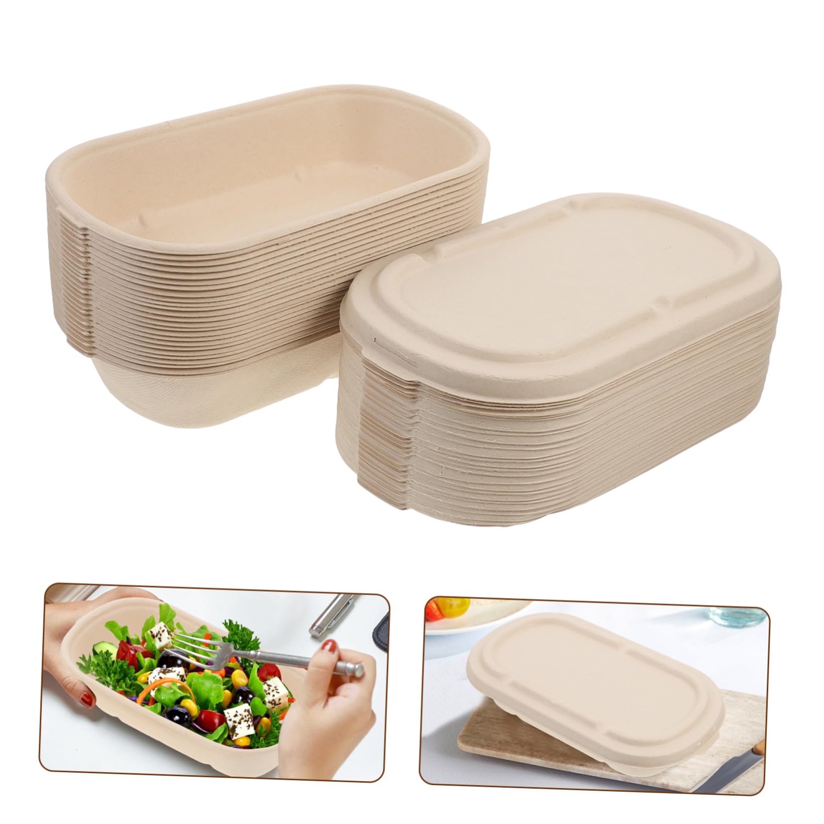 Toyvian 25 Set Pulp per Pranzo con Coperchio Scatole Porta in Materiale Pulp Compostabile per Takeout Insalate e Sushi Sicuri e Resistenti