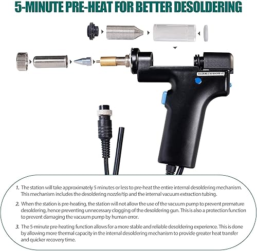 Miniatura 8 de YIHUA Paquete de estación de desoldadura profesional 948 (actualizada) con tapete de reparación electrónica M180 de 17.32 x 12.20 pulgadas con