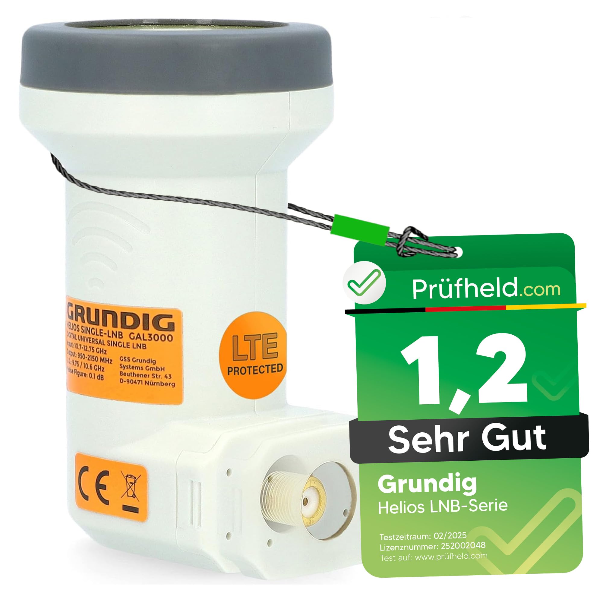 [ Test très bien, note 1.2 *] GSS Helios Single LNB avec blindage LTE et protection solaire UV, 1 compartiment HD, 4 K LMB pour 1 participant, (TV TV, récepteur satellite) LNC pour antenne parabolique