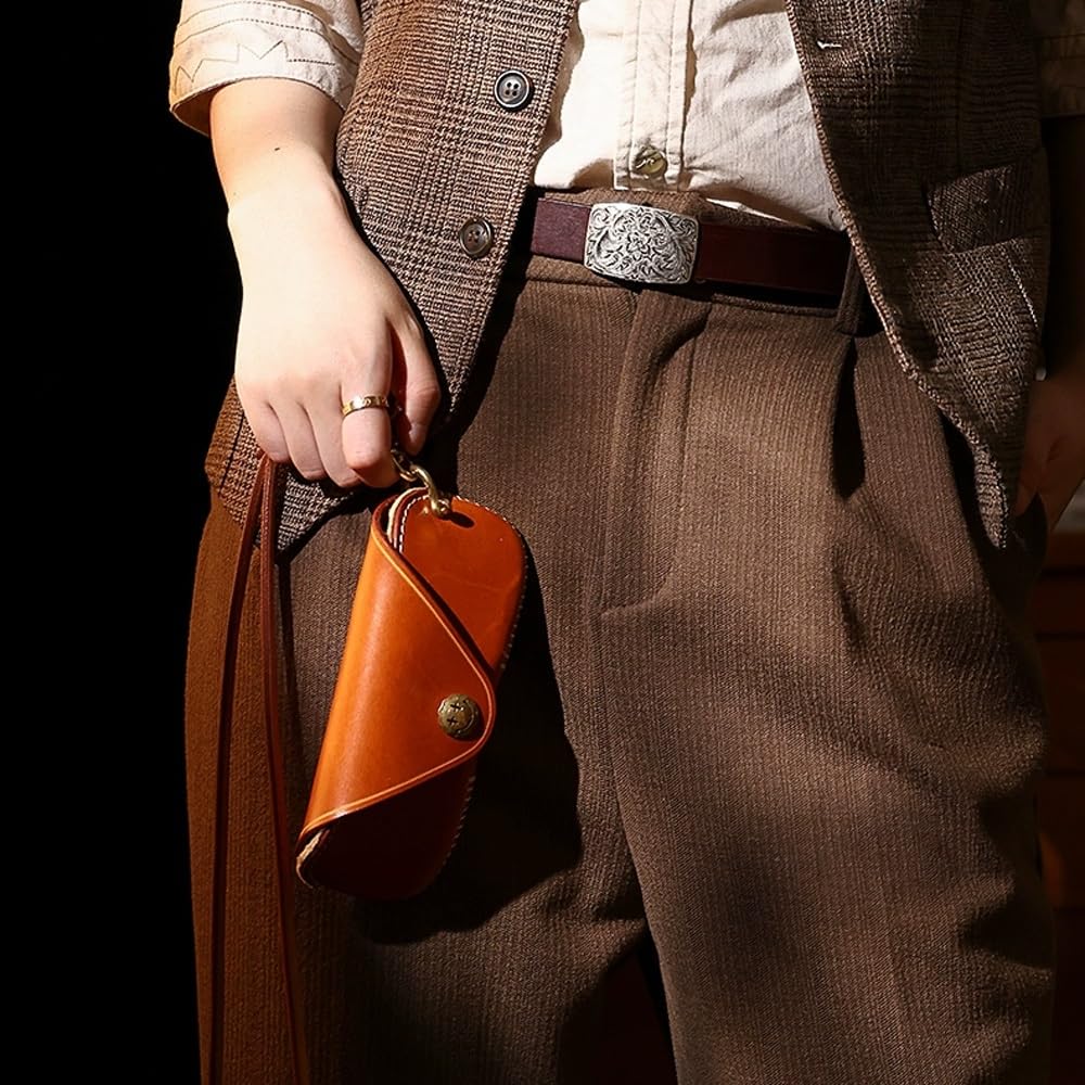 Minimalistyczne skórzane etui na okulary przeciwsłoneczne, skórzane etui na okulary w stylu retro - Etui na okulary Elastyczne etui na okulary przeciwsłoneczne Wąskie etui dla mężczyzn i kobiet (Grey