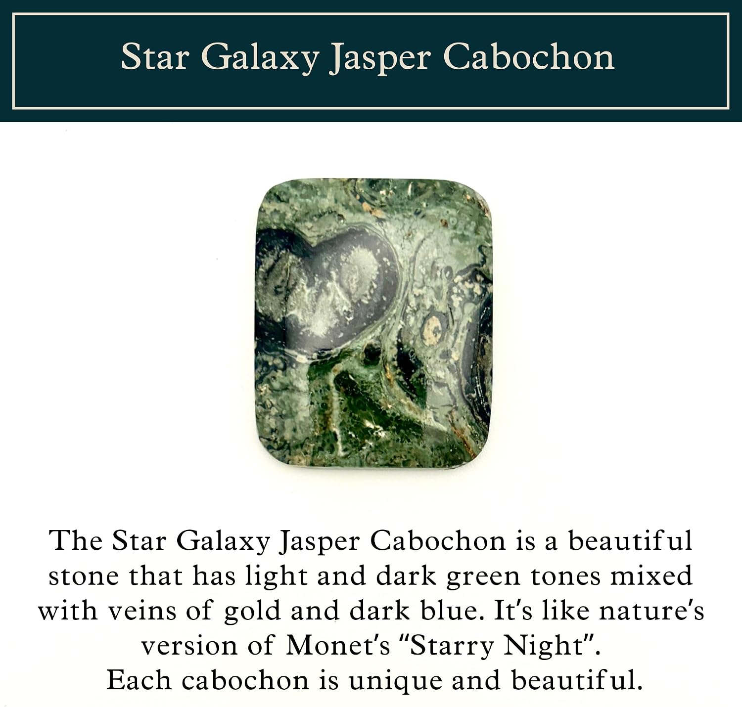 Bolo Tie Star Galaxy Jasper Stone Cabochon Centerpiece 25 x 30mm (Green)