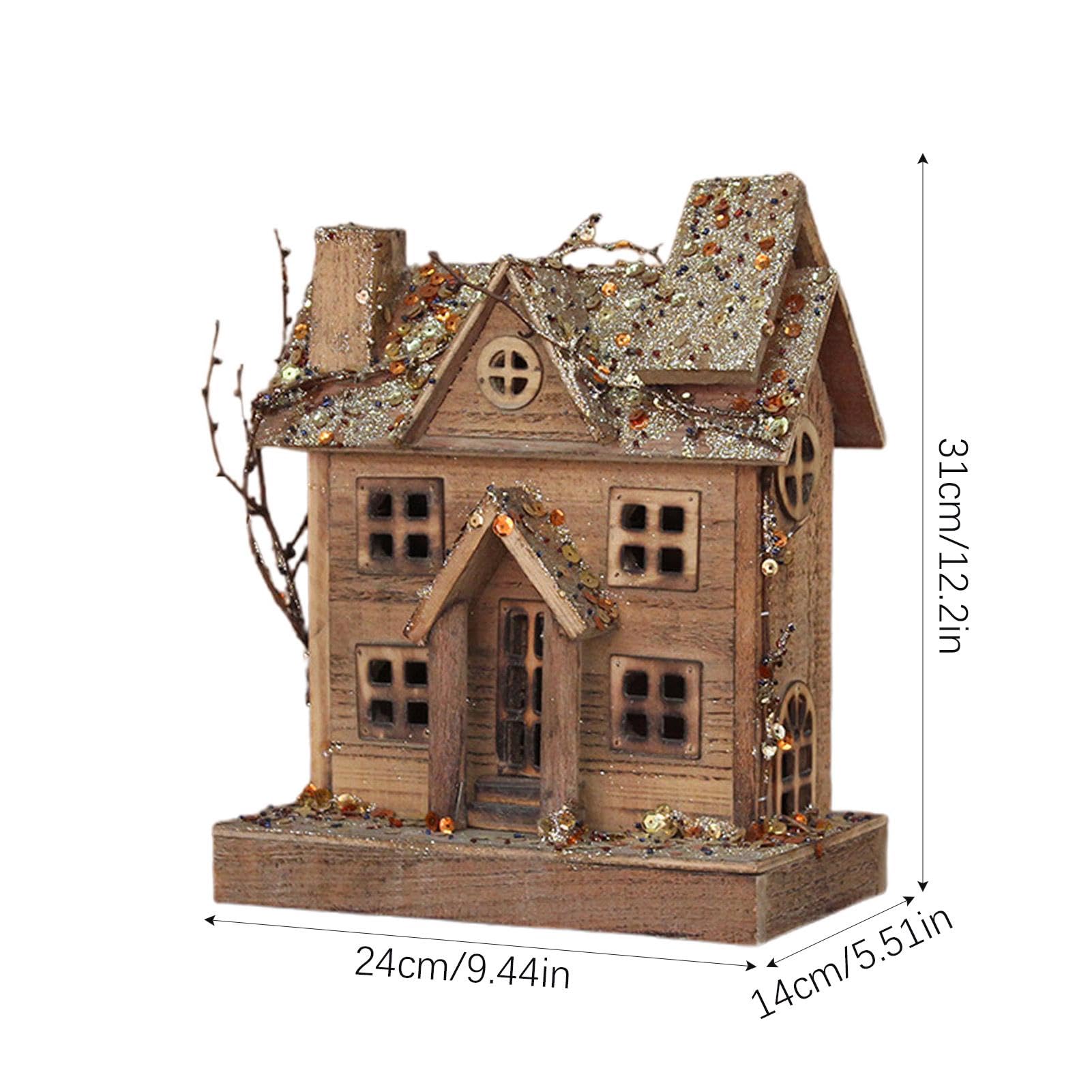 las casas de Navidad,Casa de madera iluminada de Navidad | Figura de