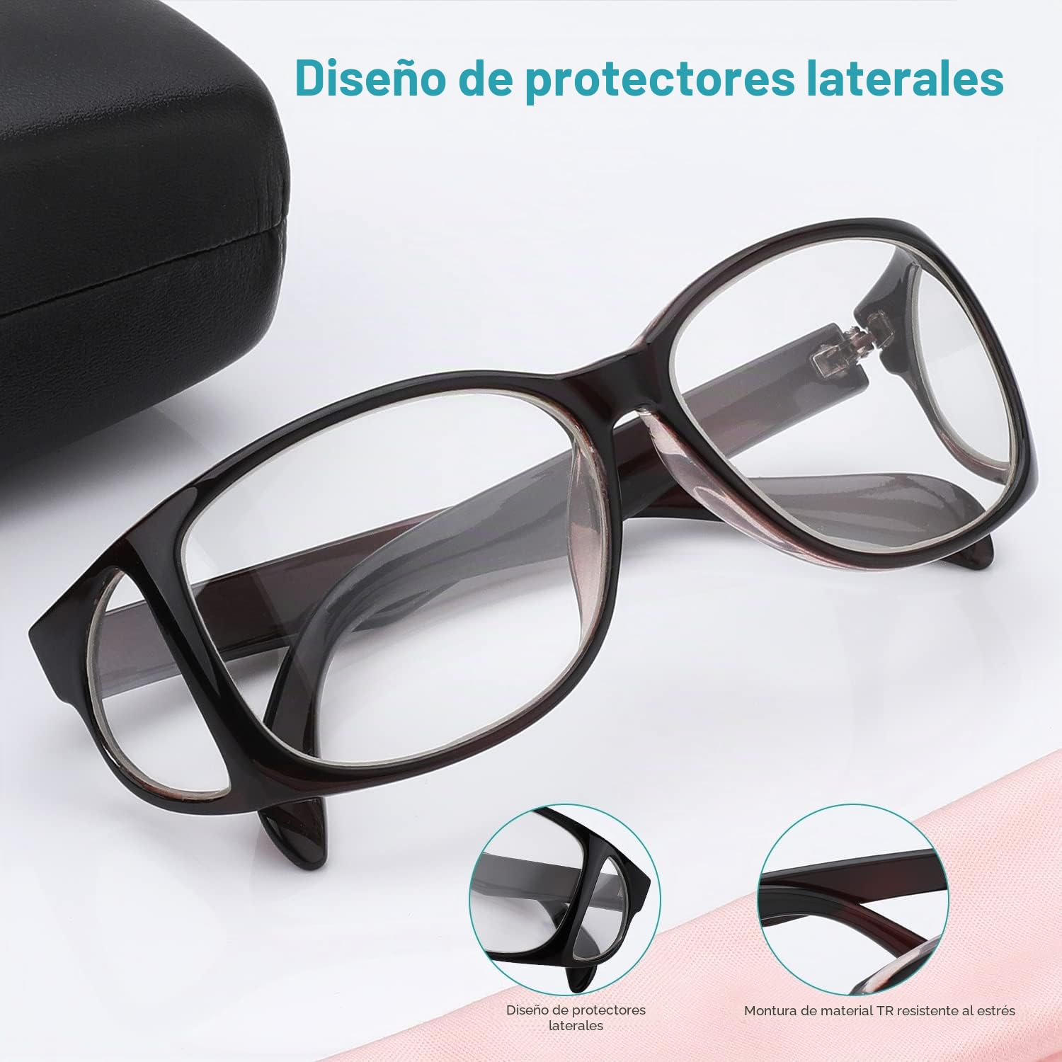 Gafas con plomo de rayos X de 0,75 mmPb - Gafas de protección de seguridad con protectores laterales permanentes (marco negro)