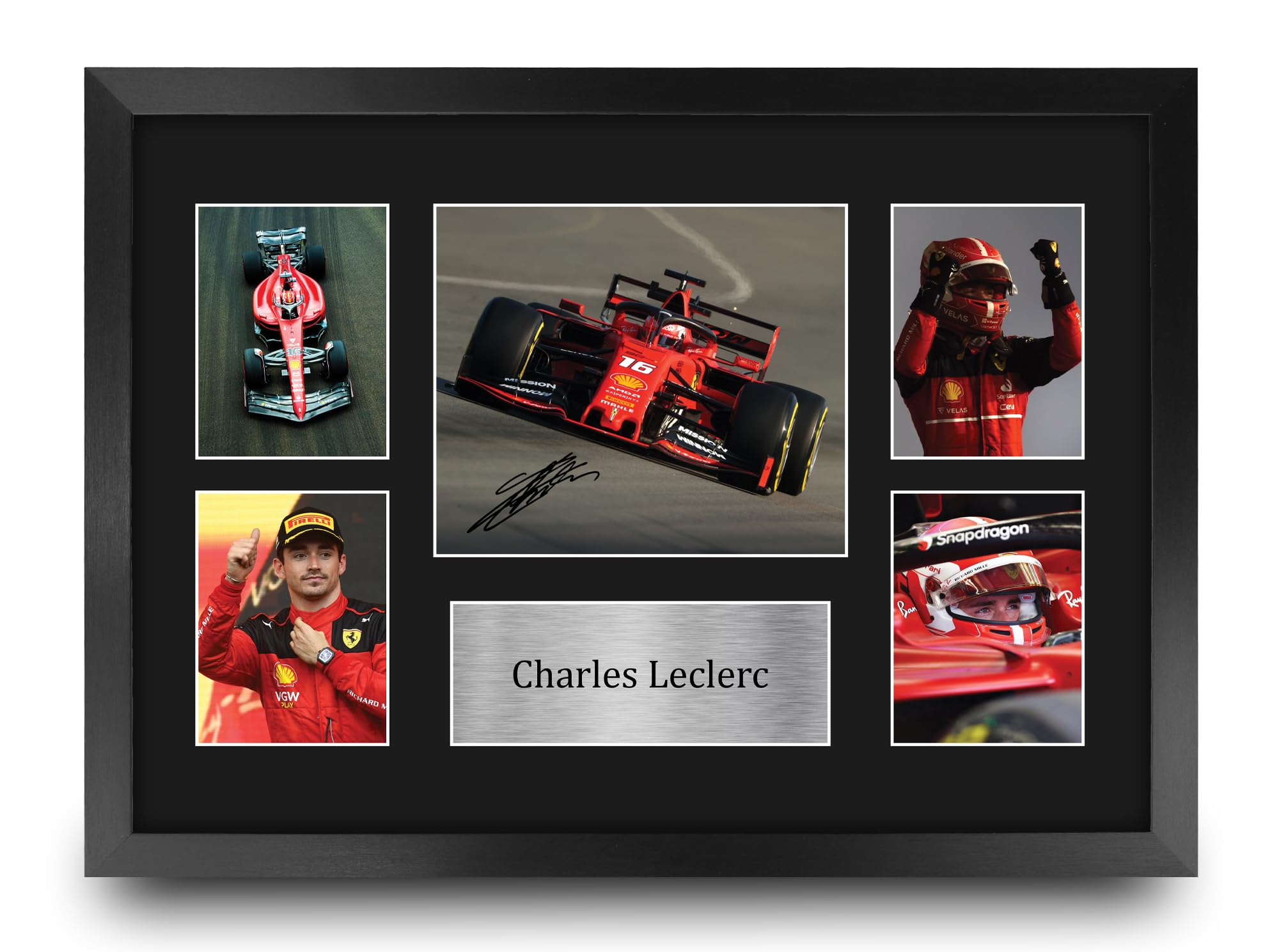 HWC Trading FR A3 Charles Leclerc Gifts Printed Signed Autograph Presentation Display for F1 Formula 1 Racing Fans - A3 Framed