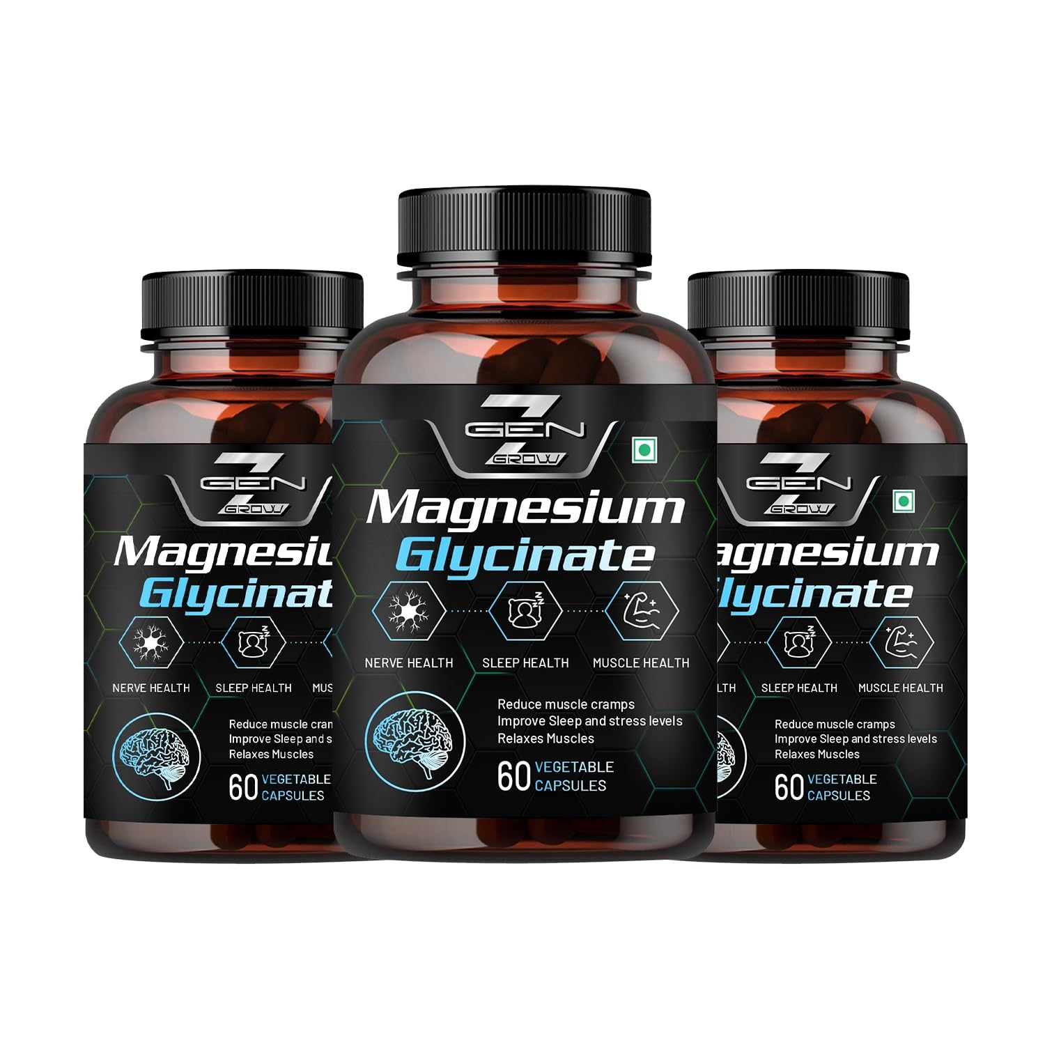 Magnesium Glycinate Double Strength Bisglycinate with Oxide High Absorption Formula Supports Muscle & Nerve Health 60 Veg Capsules (Pack 2) — Amazon image 8