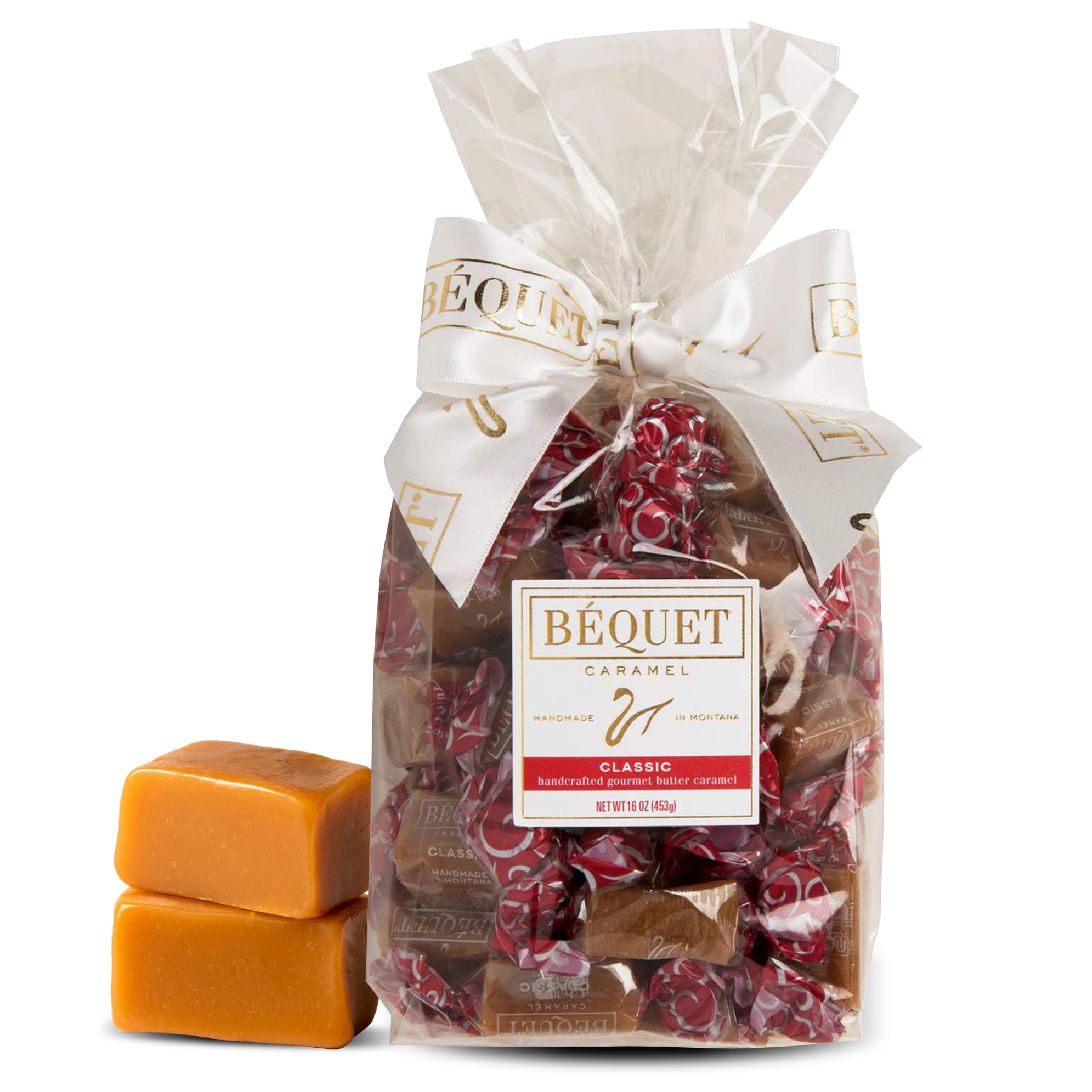 Béquet Caramel - Classic - Caramel Candy Individually Wrapped - Gourmet Caramel Candy - Made in Montana - Kosher (Star D) and Gluten Free - 16oz Gift