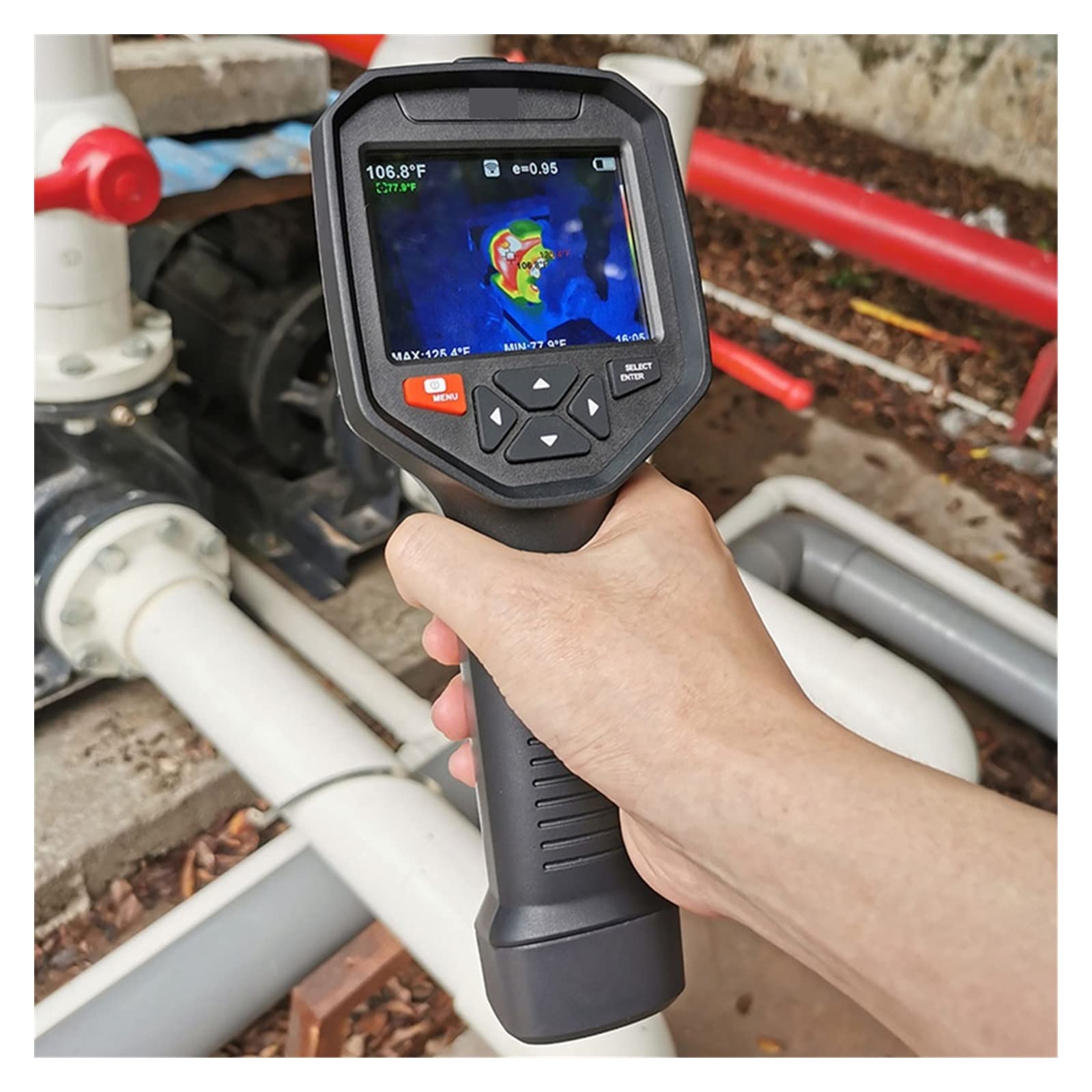 Termocamera portatile Termocamera a infrarossi HT-A9 Thermal Imager Schermo TFT da 3,5 pollici Risoluzione LCD 640 * 480 Rilevatore di temperatura portatile con analisi PC e registrazione video