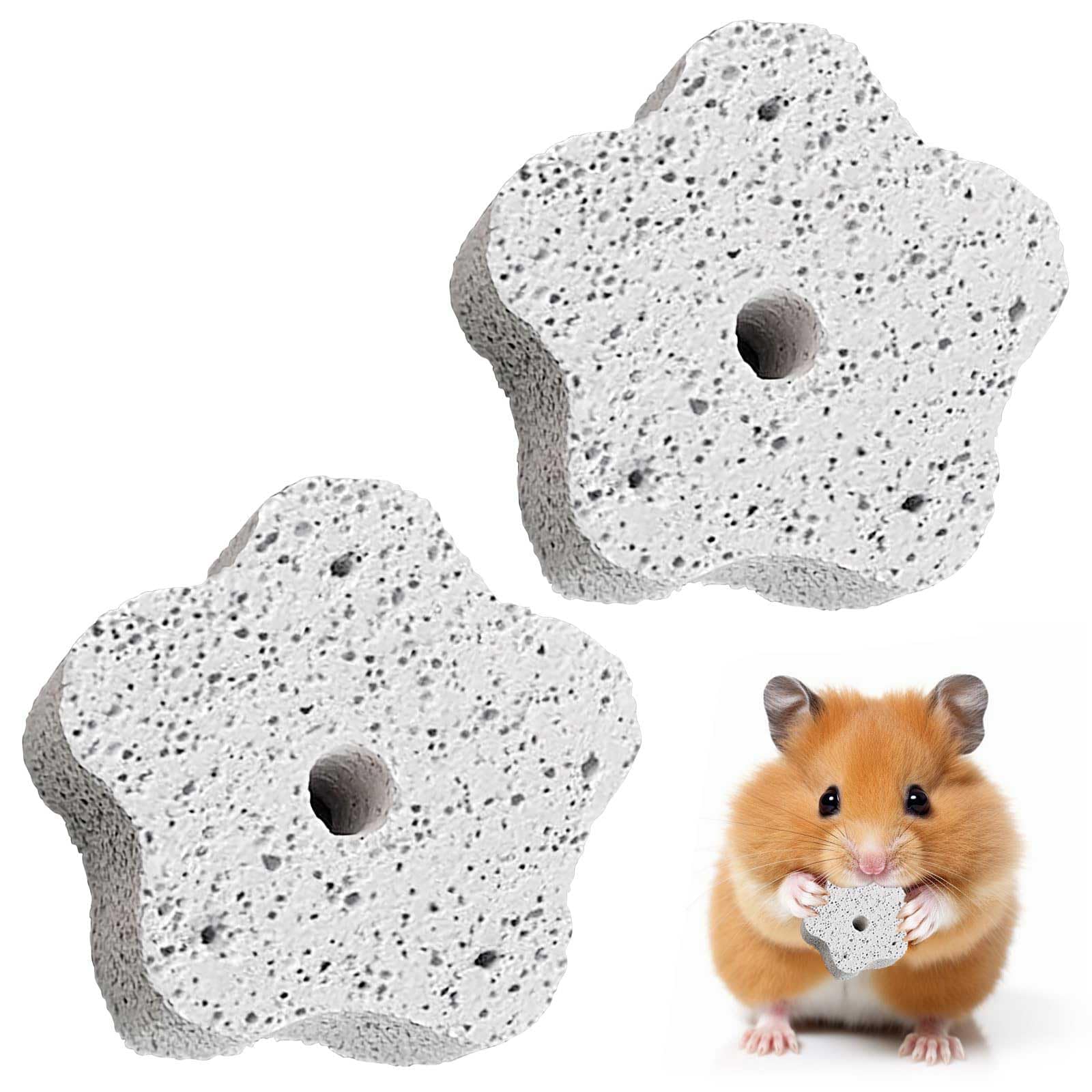 2 Pack Natural Calcium Mineral Stone: Hamster Teeth Grinding Toy,Guinea Pig Chew Toys for Small Pets Including Parrots as Chewing Block Snacks