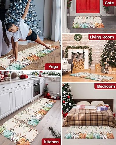 Vista 76 de Tapete de Feliz Navidad, tapete antideslizante para puerta delantera, baño, cocina, dormitorio, patio, entrada, 16 x 24 pulgadas, rojo, negro y verde