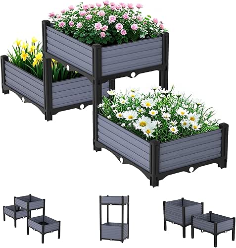 Planter Box Raised Garden Bed with Reinforced Support Rods, Drainage