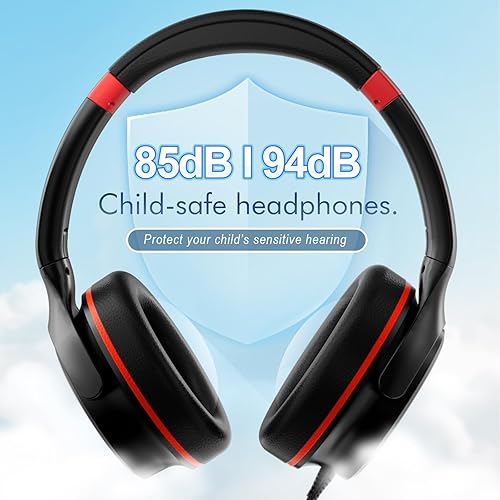 Miniatura 2 de Auriculares para niños con limitador de volumen seguro de 85 dB94 dB para adolescentes y niños, auriculares estéreo HD plegables para Kindle