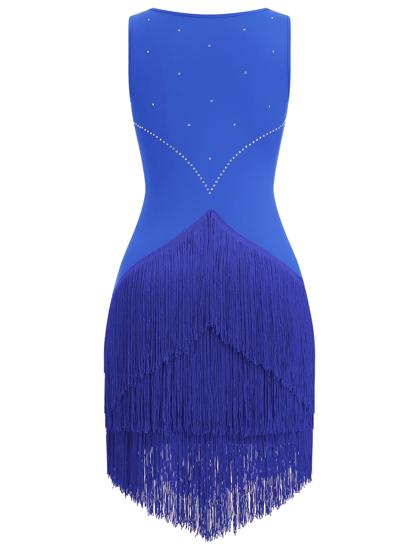 Robe de danse latine vintage années 1920 pour femme - Sans manches - Avec strass - Robe à franges - Gatsby - Cocktail - Salle de bal - Tangos - Chacha Rumba - Cami