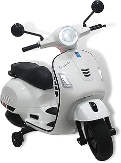 12V Vespa Rechargeable Battery Operated Ride-On Scooter for Kids with Remote Control (2 to 7 Yrs) (White)