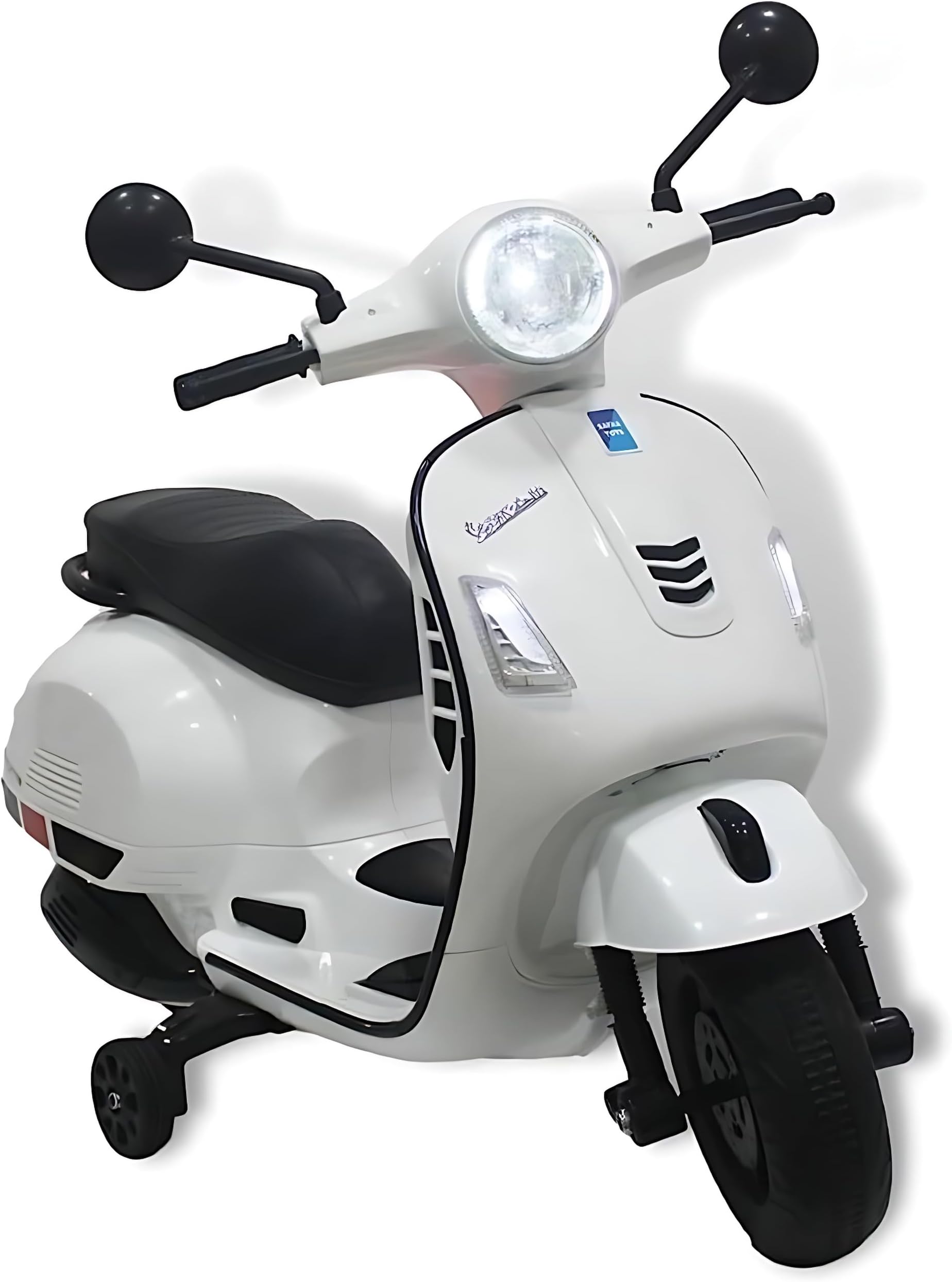 12V Vespa Rechargeable Battery Operated Ride-On Scooter for Kids with Remote Control (2 to 7 Yrs) (White)