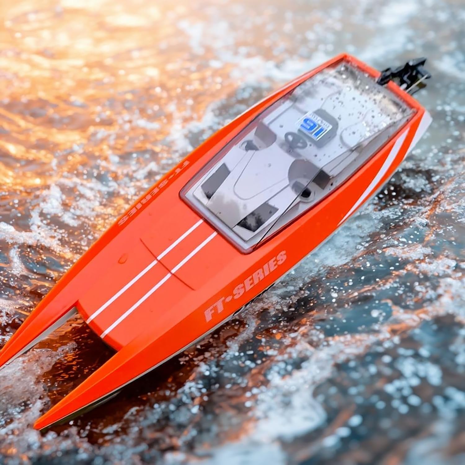 SOWOFA FT016 Remote Control Boat RC Submarine Ship Racing Speedboat 30km+ for Boys Adults Lake Pool Auto Water Cool, As Big as Feilun ft012 rc Boat (18.9")