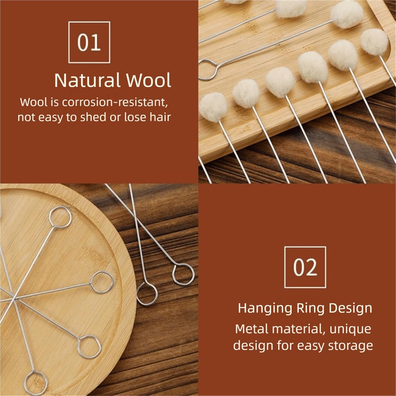 Wool Daubers 200Pcs 12.5/15cm Leather Wool Balls Painting Brush Corrosion Resistant Portable with Metal Handle(12.5cm)