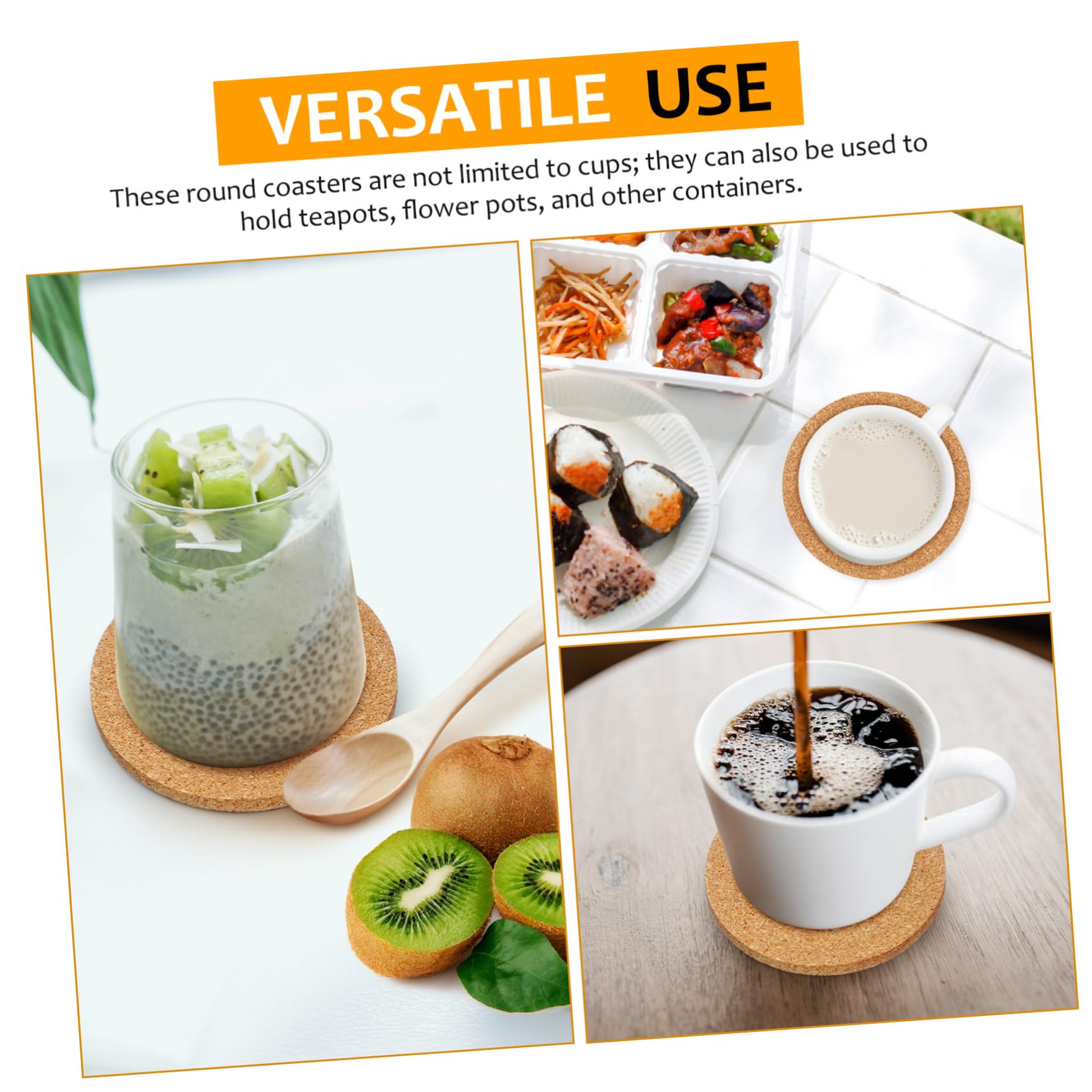 100pièces sous-Verres Liège Ronds pour Boissons Dessous De Liège pour Table Basse Protection Thermique