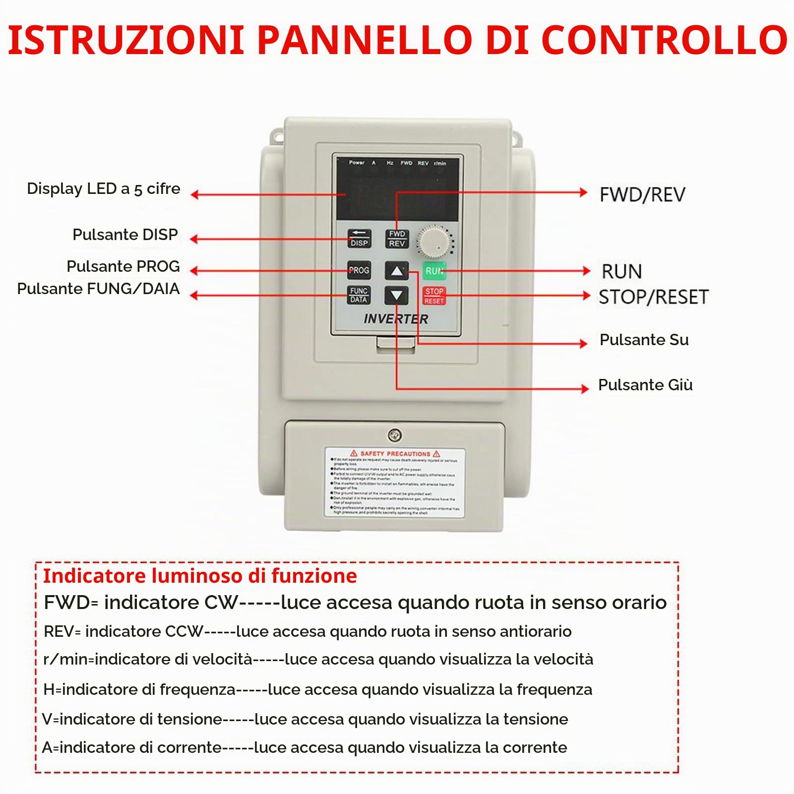 Inverter per Motori Monofase Inverter Drive AT2-0750X Inverter VFD 220V AC Inverter a Frequenza Variabile Regolatore di Velocit VFD per Motore 0,75kW