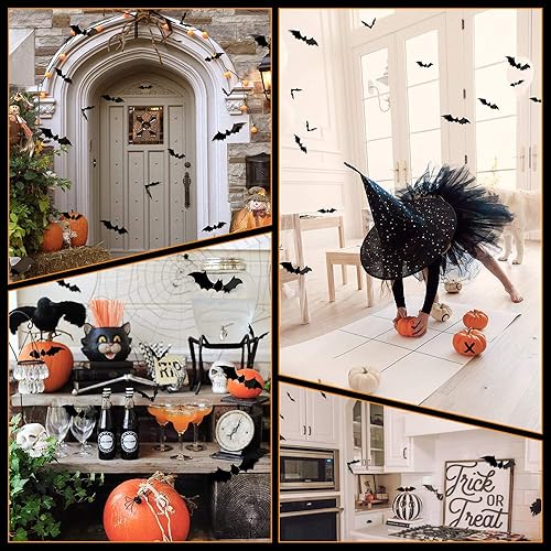 Miniatura 5 de 96 piezas de murciélagos 3D de Halloween 2023 actualizados, 5 tamaños diferentes para decoración de Halloween, suministros de fiesta de bricolaje,