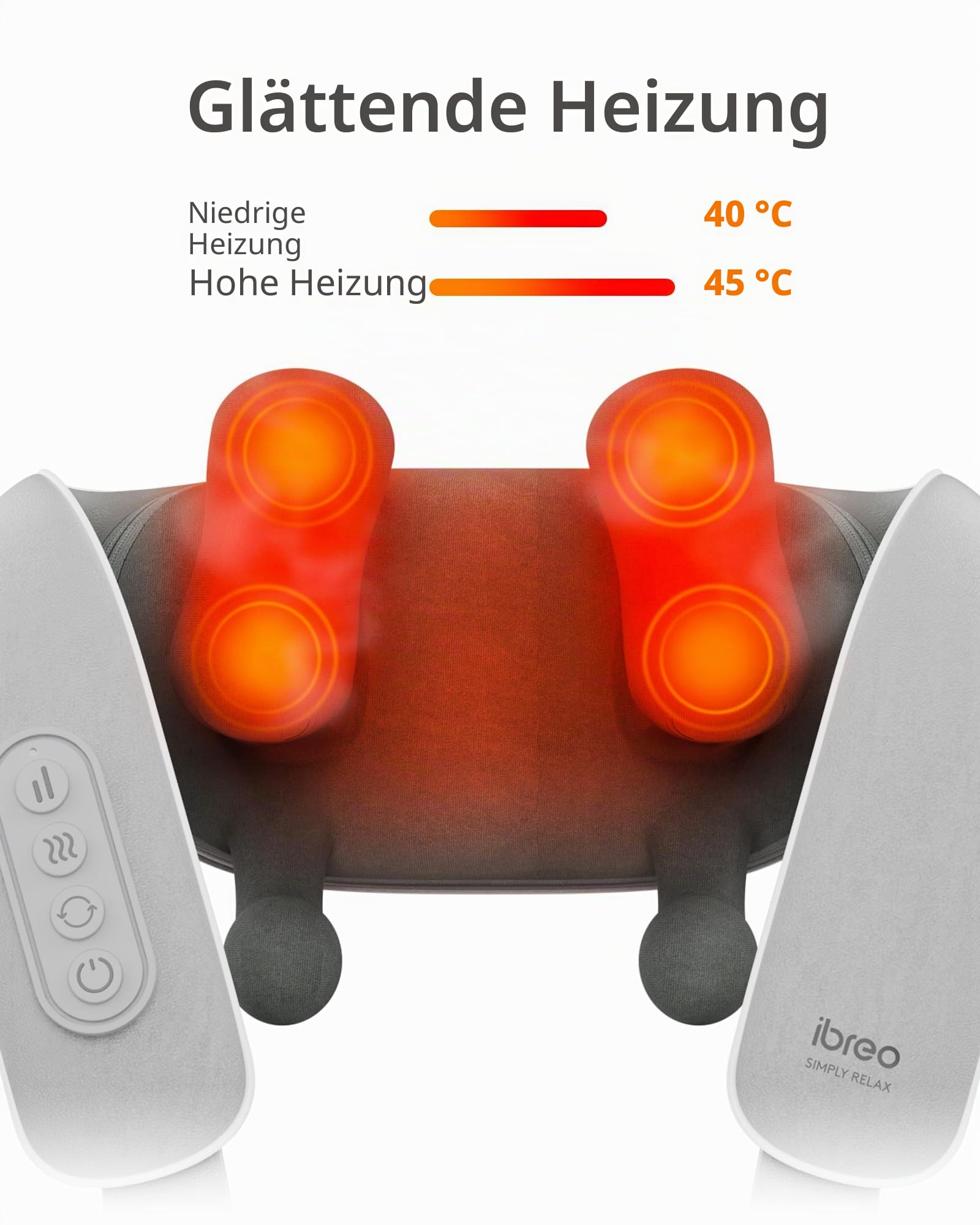 Schnurloses Shiatsu-Nacken-und Rückenmassagegerät mit Wärme | 10 Minuten x 12 Gebrauch, 3 Massagemodi und 2 Intensitätsstufen, 3D-Kneten tiefes Gewebe, Sprachansage