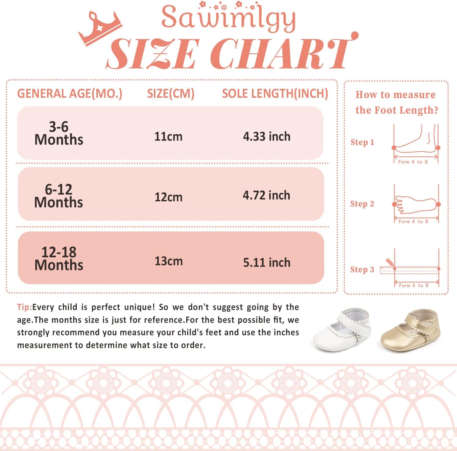 Sawimlgy Baby Girls Mary Jane Sequins Crown Flats PU Leather Wedding Party Princess Ballet Shoe Infant Rubber Sole Prewalker Toddler First Crib Shoes - Image 6