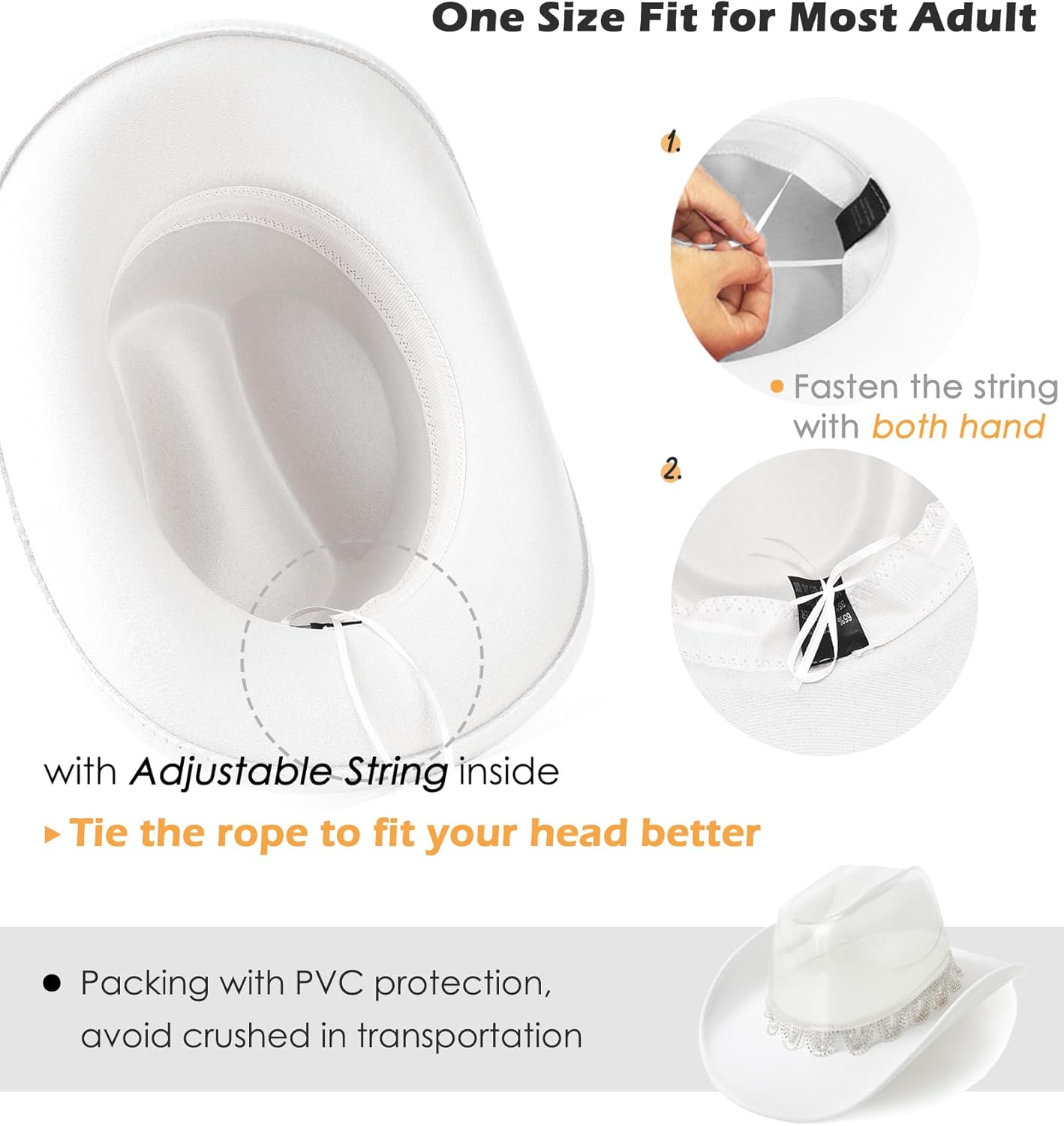 Lisianthus Glitter Rhinestone White Cowgirl Hat Shiny Western Cowboy Hat - Image 4