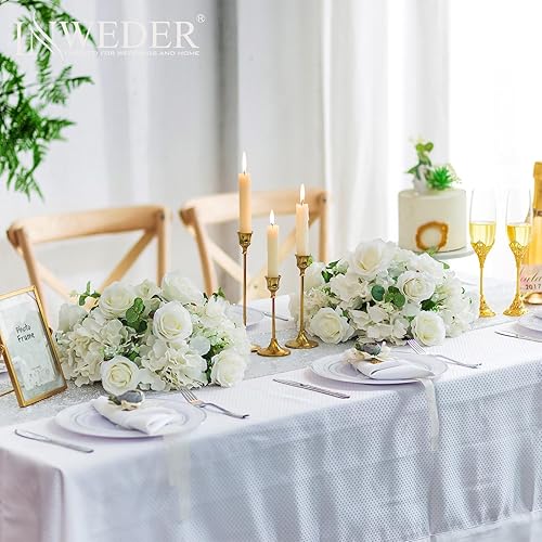 Miniatura 3 de Bolas de Flores Blancas para Centros de Mesa 2 PCS 14.2" Diám Centros de Mesa de Flores para Mesas en Decoraciones de Recepción de Boda Arreglo para