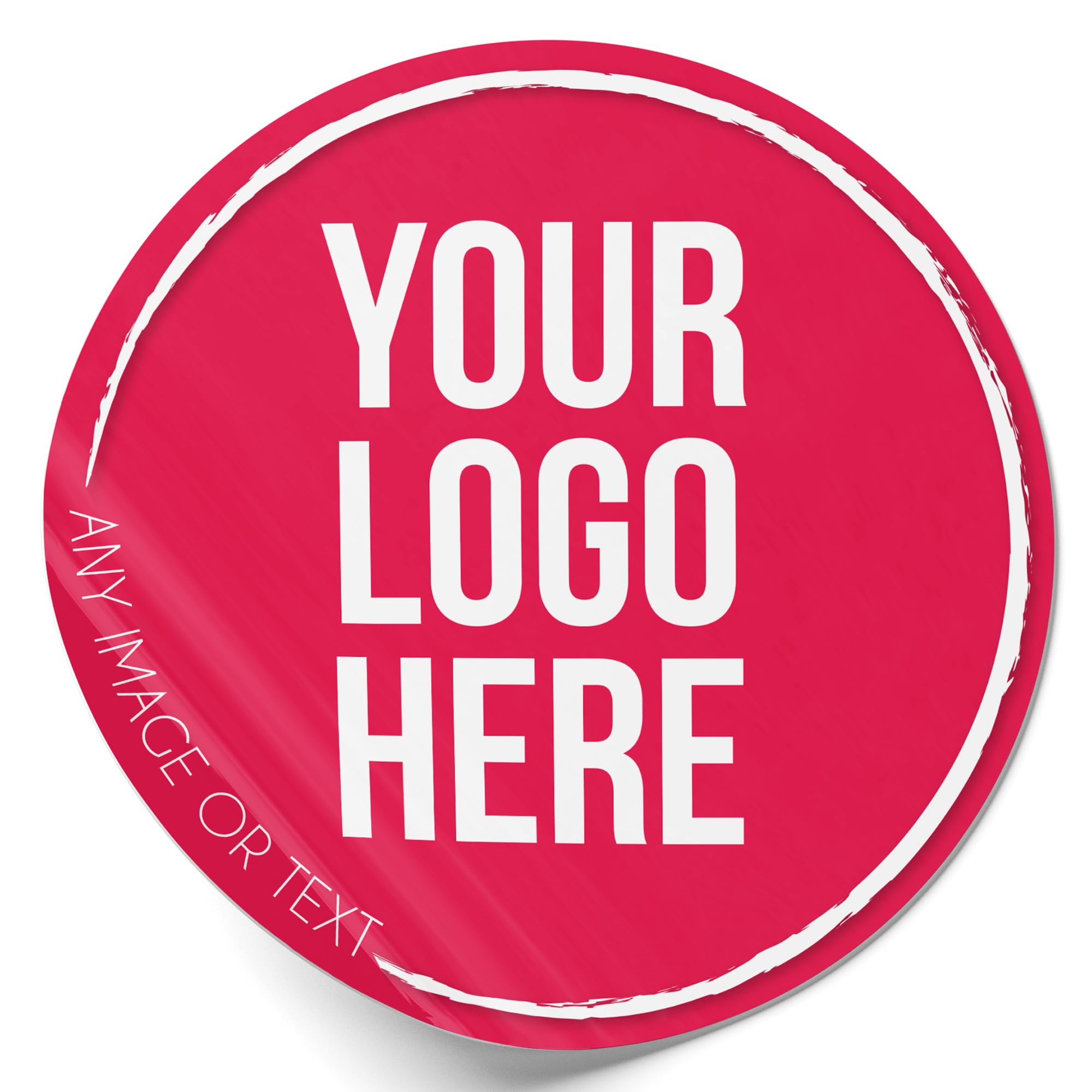 Your Invites Pink Personalised Stickers Labels, Circle Stickers, Customised, Any Photo, Logo Colour Or Text. Various Sizes, 25Mm, 37Mm, 45Mm, 51Mm, 62Mm, 88Mm